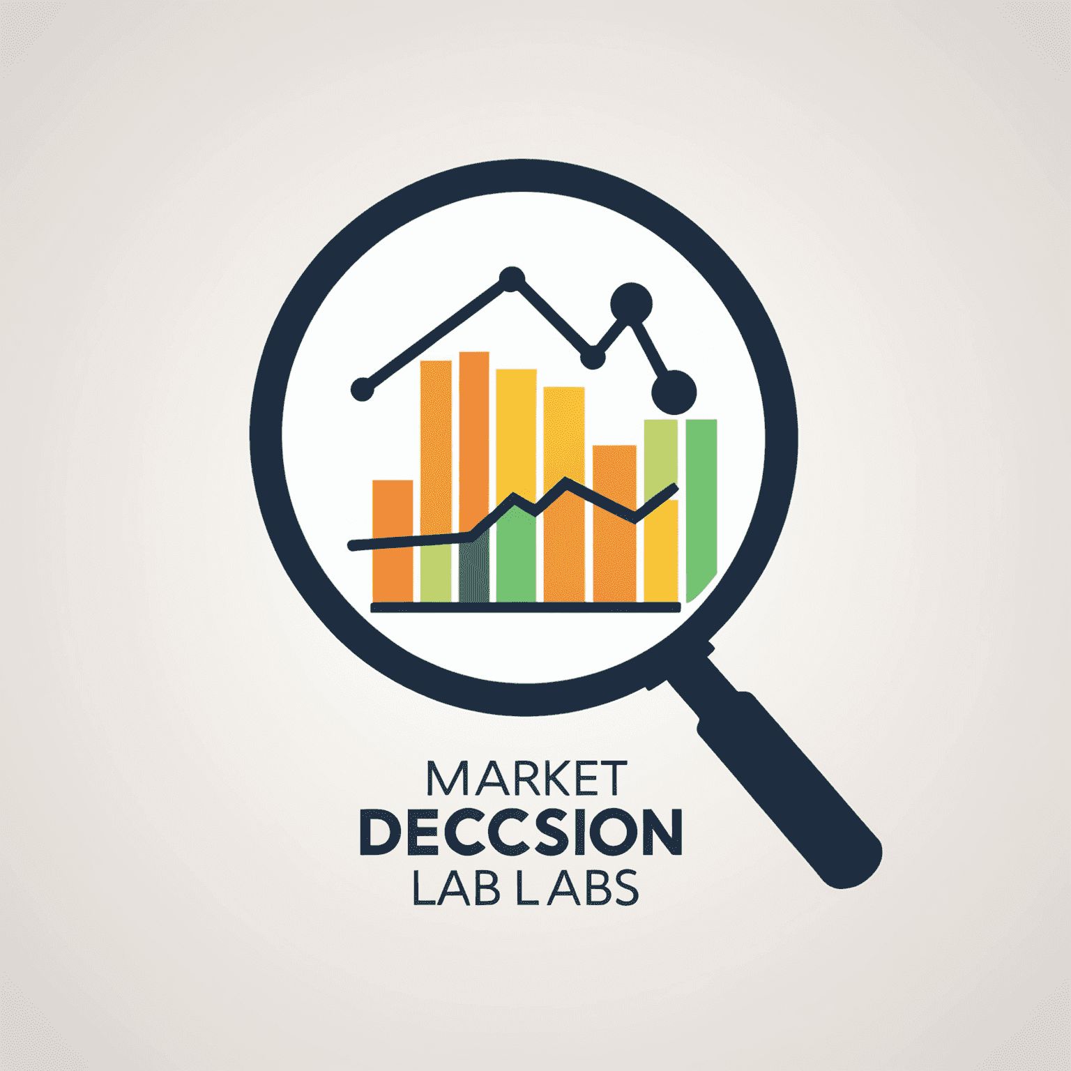 Market Decision Labs logo - A stylized graph with rising trend line and a magnifying glass